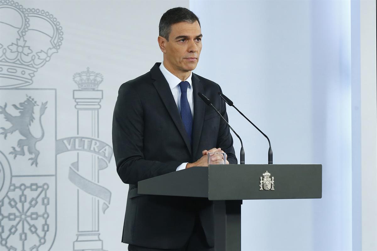 30/10/2024. Declaración institucional del presidente del Gobierno, Pedro Sánchez. El presidente del Gobierno, Pedro Sánchez, durante la decl...